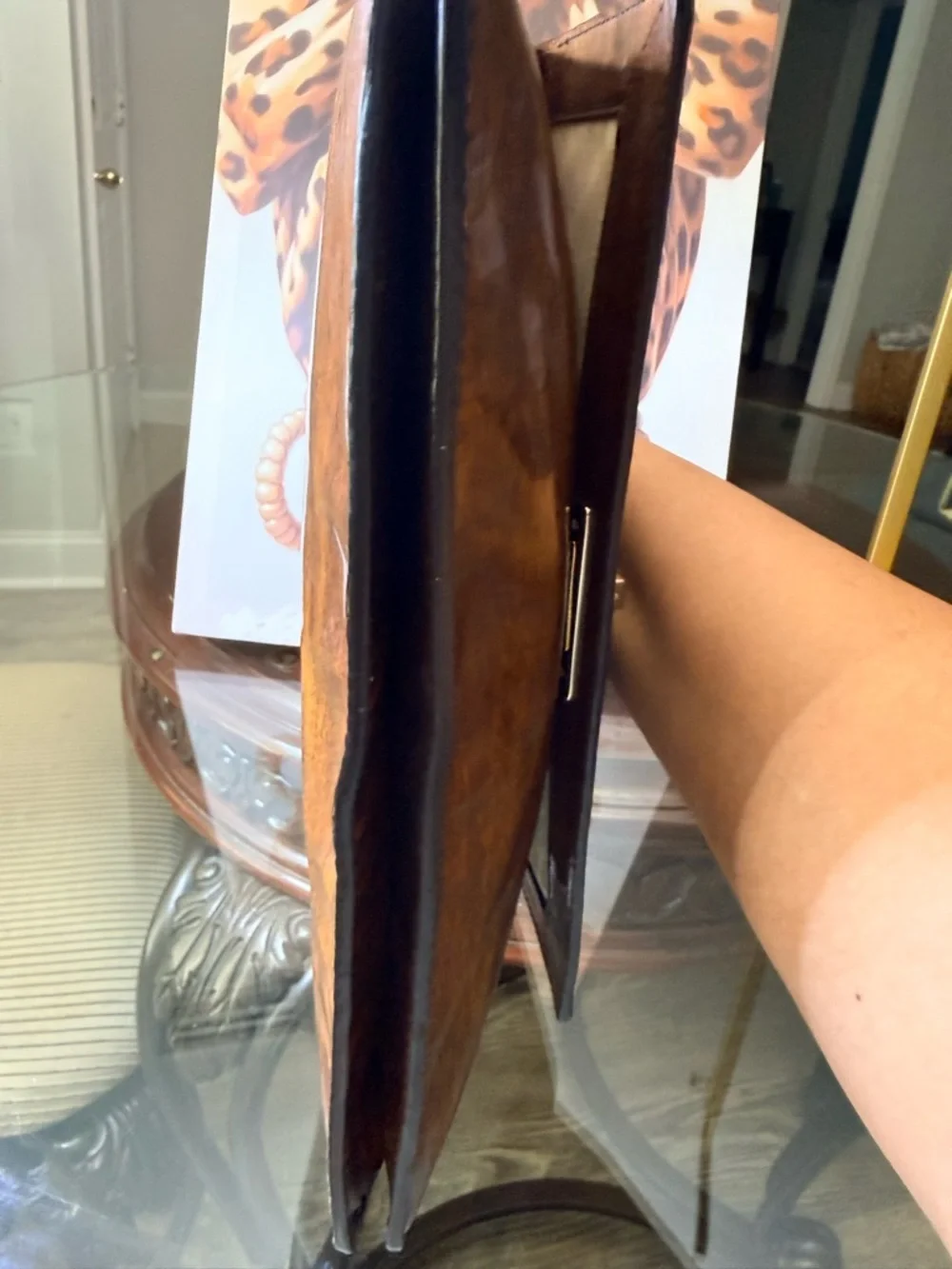 Kate Spade Rare Vintage Wood grain shoulder bag w/ storybook lining - Picture 4 of 7